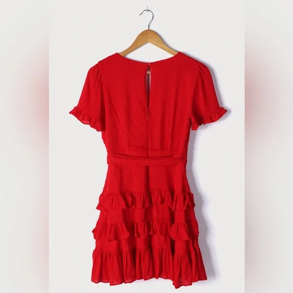 Lulu's Vibrant Red Ruffle Mini Dress - Picture 8 of 8